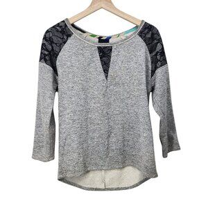 Dolan T-Shirt Womens‎ Small Lace Detail Gray & Black Sweater